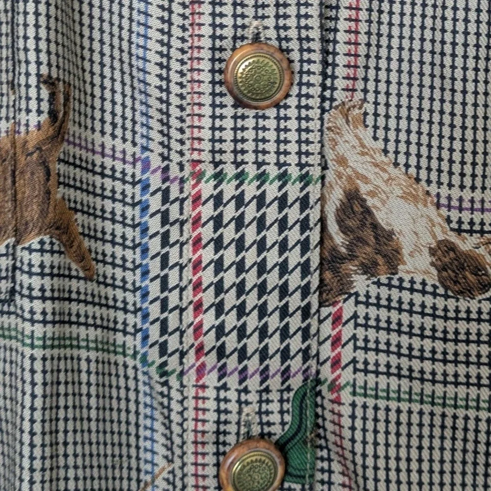 VTG Traditional Trading Co Novelty Dog Plaid Skirt Set 12 USA 90s Houndstooth